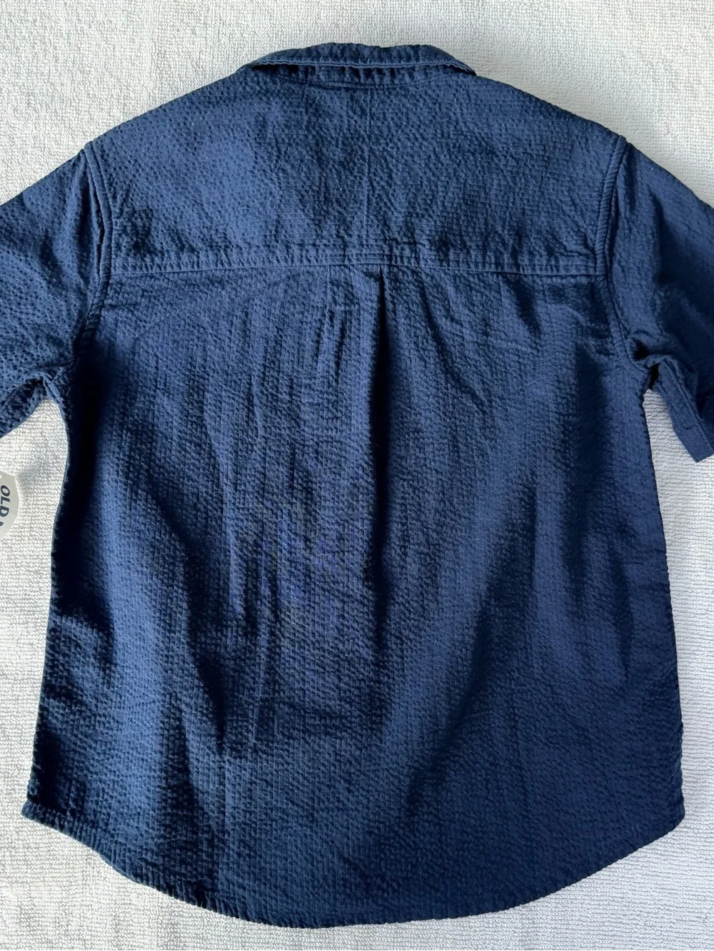 Old Navy Navy Button-Down Shirt with Red Crab Patch - Boys